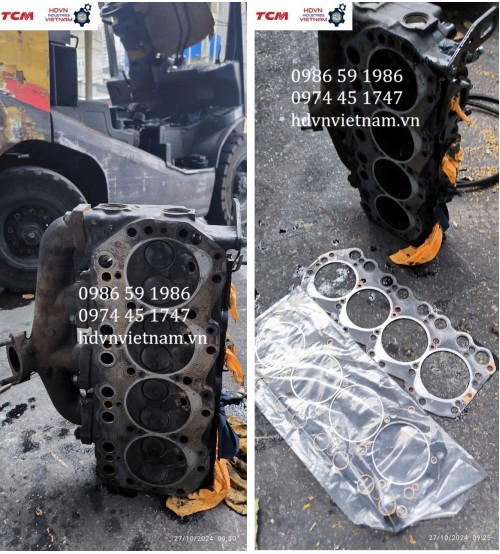 Thay két nước làm mát TD27, gioăng mặt máy TD27, bàn đạp chân ga xe nâng TCM FD25T3 FD30T3 tại nhà máy bao bì Hà Nội